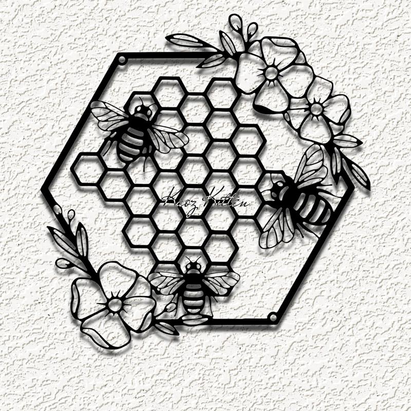 honeybees honeycomb set wall art home decor