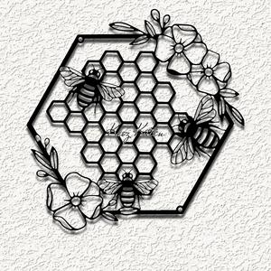 honeybees honeycomb set wall art home decor