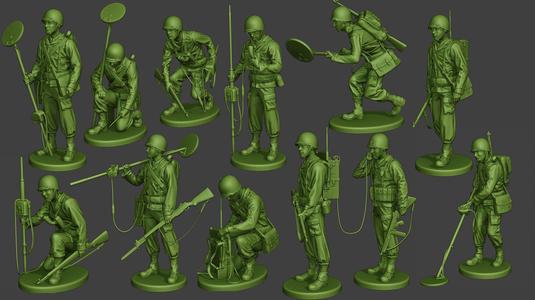 American engineer soldiers ww2 A9 Pack 3D Model Collection