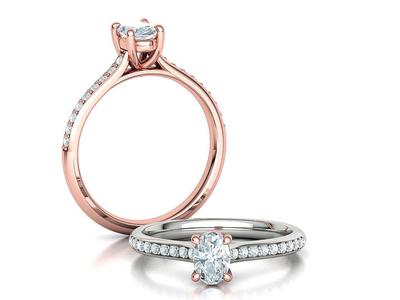 6×4 Oval Stone Half carat Gem Engagement Ring Hidden Halo STL