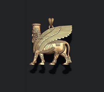 Assyrian winged bull pendant