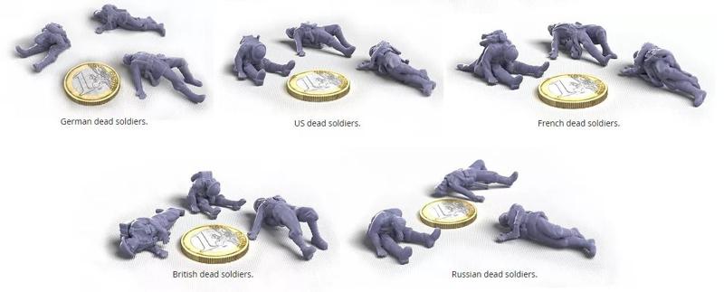 WW1, dead soldiers (5 nationalities)