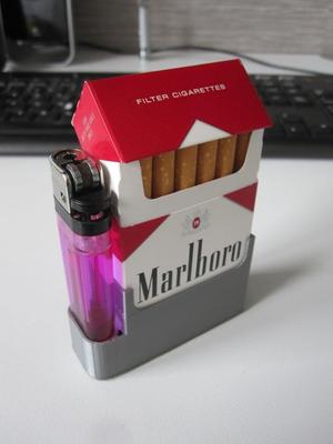 Cigarette pack + lighter holder
