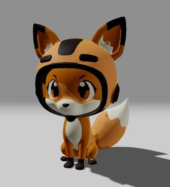 Cute biker fox with helmet figurine – Mignon renard motard avec casque