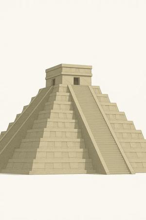Pirámide de Kukulkán, Yukatán, México. Low Poly