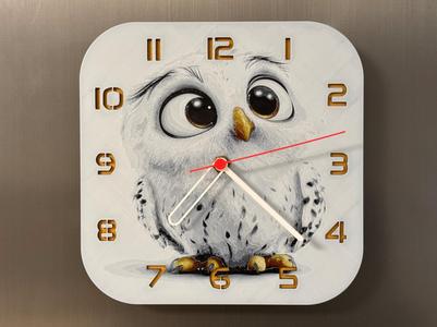 wall / desk clock cute snowy owl