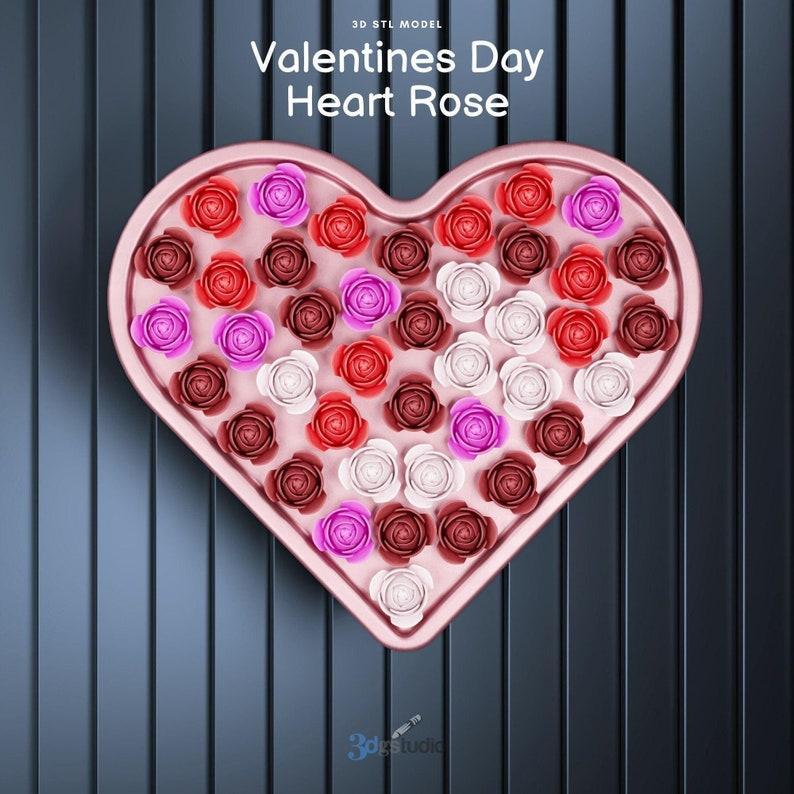 Valentine’s Day Heart Rose 3D STL File, Romantic Design for 3D Printing, 3D Love Print Files, Romantic Special 3D Gift Idea