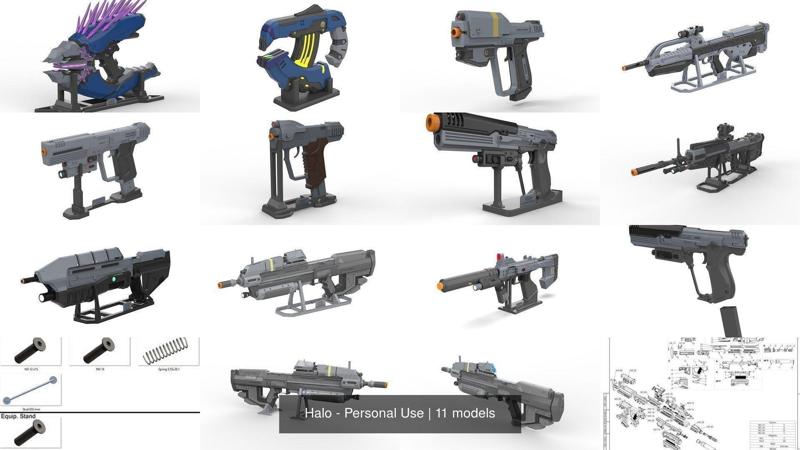 Halo  – Weapons Set – 11 Printable models – STL – Personal Use 3D Model Collection