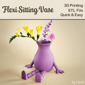 Little Vase STL with Flexible Legs - 3D Print File, Flexi Sitting Toy, Articulated, Digital Download for Commercial Use