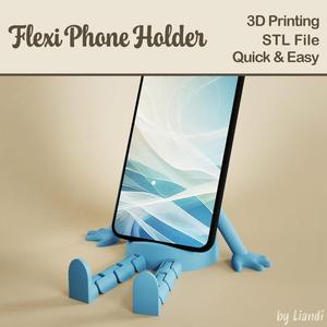 Phone Holder STL with Flexible Legs - 3D Print File, Flexi Sitting Toy, Articulated, Digital Download for Commercial Use