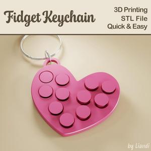 Love Heart STL Fidget Keychain - 3D Print File, Stress Toy Keyring or Bag Charm, Digital Download for Commercial Use