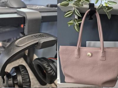 Tablemounted hanger for headphones, purses etc