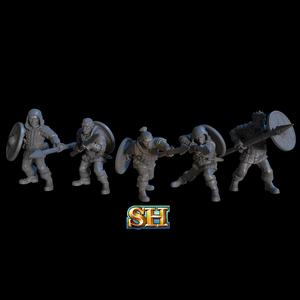 Squad of 5 Mercenary Spearmen Miniatures