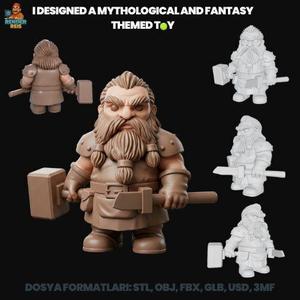 Cartoon Dwarf Figure  3D Printable Cute Fantasy