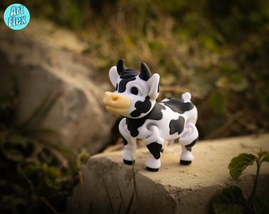 Adorable Cow Print In Place Body, Cute Flexi, Snap Fit Head