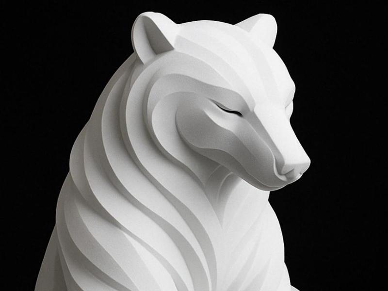 Stylized Geometric Bear Sculpture
