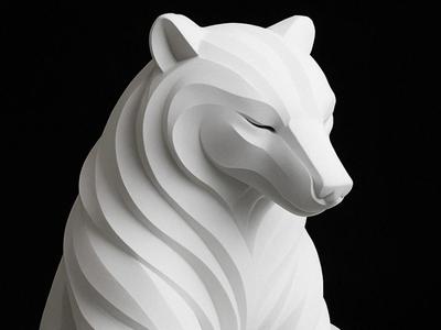 Stylized Geometric Bear Sculpture