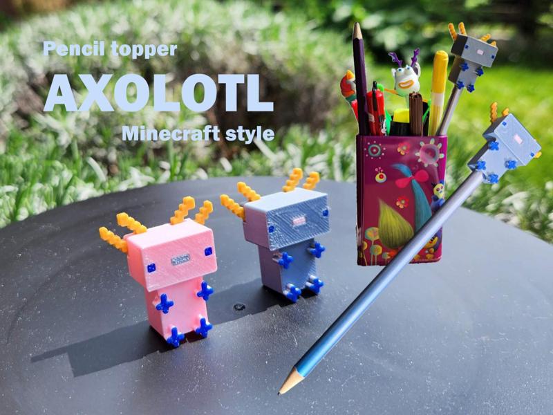 Axolotl pencil topper – Minecraft style
