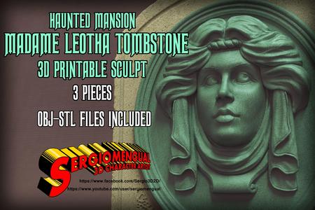Haunted Mansion Madame Leotha Tombstone 3D Printable Sculpt
