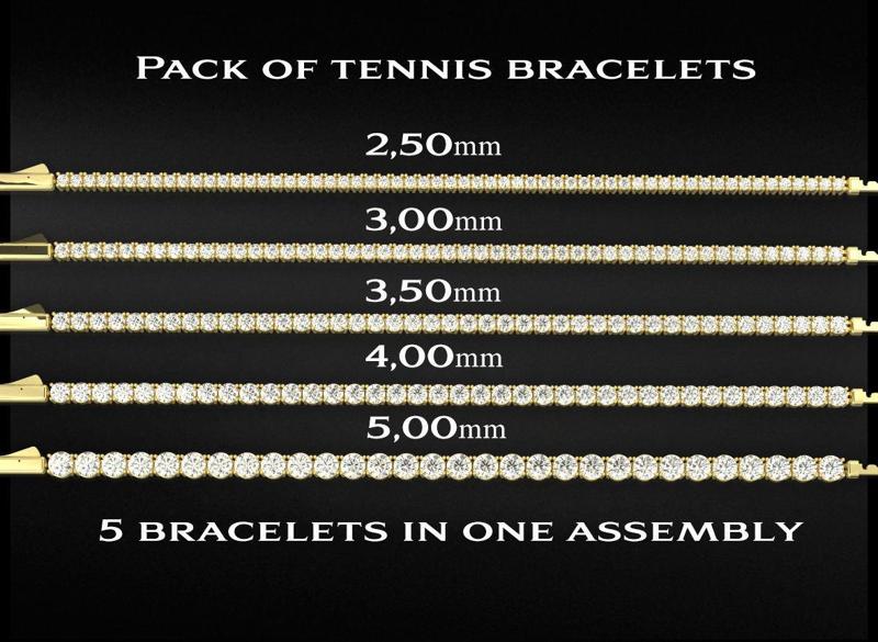A set of tennis bracelets of different sizes of stones 730