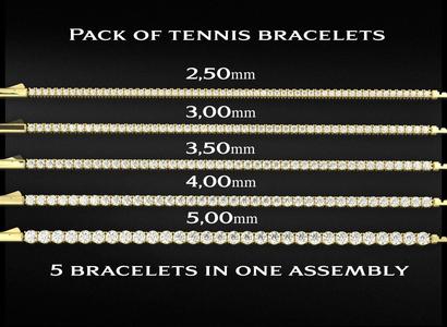 A set of tennis bracelets of different sizes of stones 730