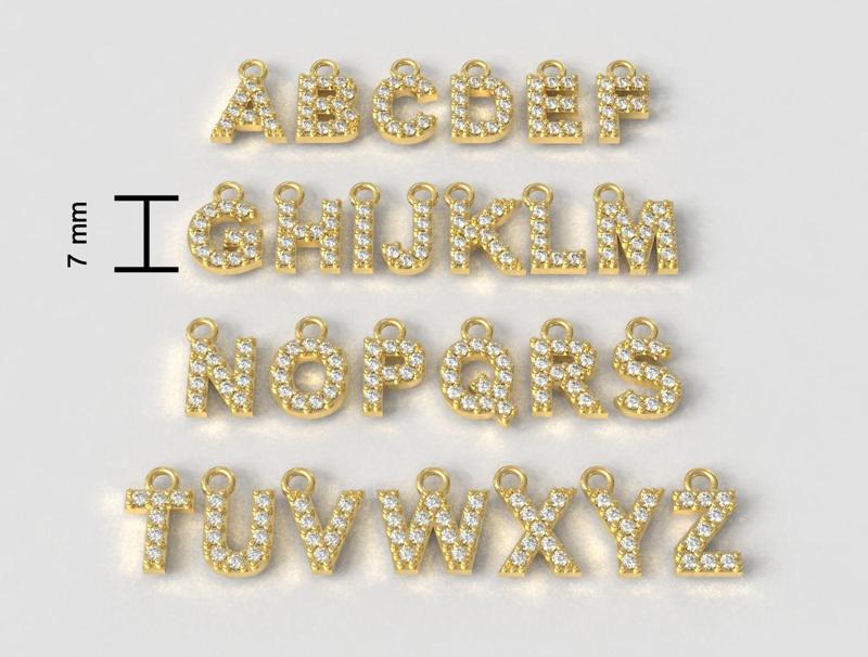 Diamond Alphabet Pendants – 7mm