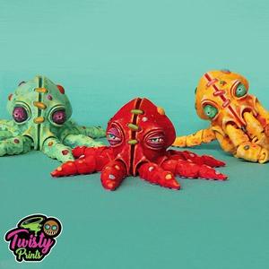 🔴🐙🟡🐙🟢🐙Articulated Stuffed Octopus 🐙🟢🐙🟡🐙🔴- 3 expression+colored file included!