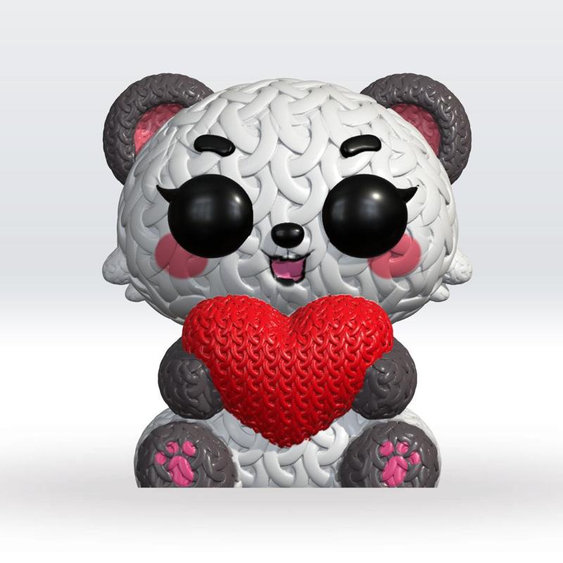 Knitted Panda Multicolor 3D Model STL file Cute Knitted