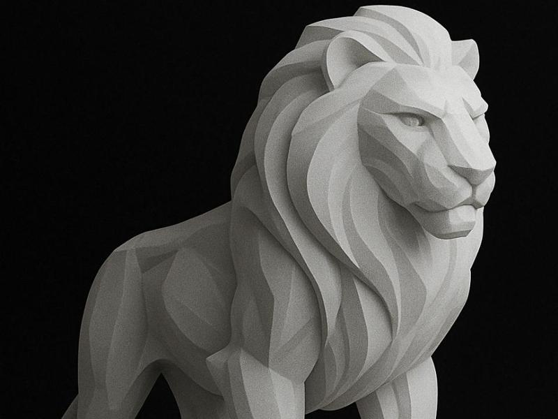 Low-Poly Majestic Lion Statue
