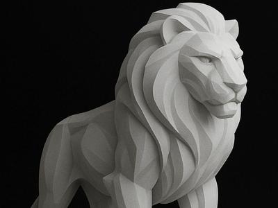 Low-Poly Majestic Lion Statue