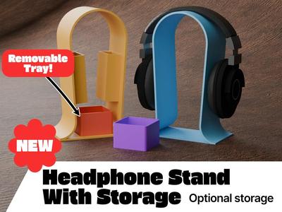 Headphone Stand With Optional Storage for Cables   