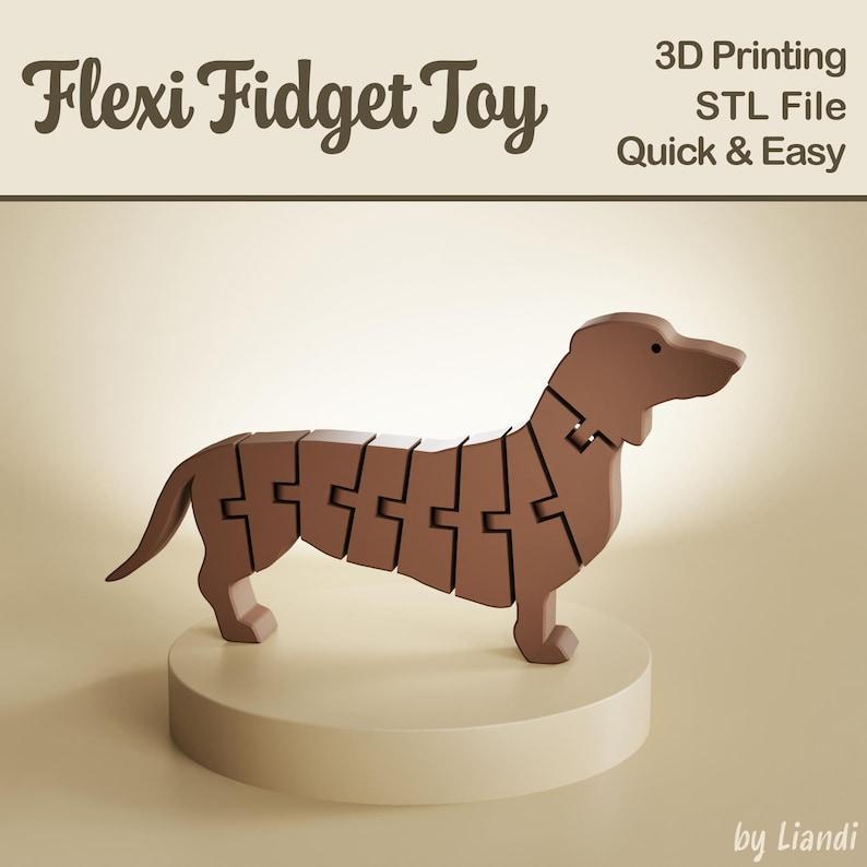 Flexible Dachshund Dog STL - 3D Print File, Flexi Fidget Toy, Articulated, Digital Download for Commercial Use