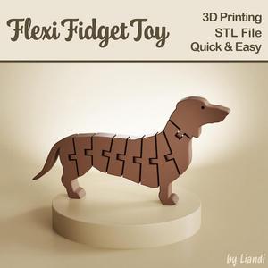 Flexible Dachshund Dog STL - 3D Print File, Flexi Fidget Toy, Articulated, Digital Download for Commercial Use