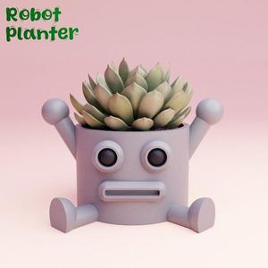 3d print stl file for 3d printer decorative robot planter for garden and interior