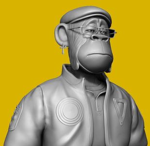 Hapebeast bust of monkey wearing glasses