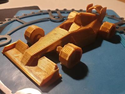 Low Poly Formula One style racecar, no supports needed