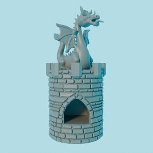 3d printing stl file dragon tower decoration for board game for 3d printer