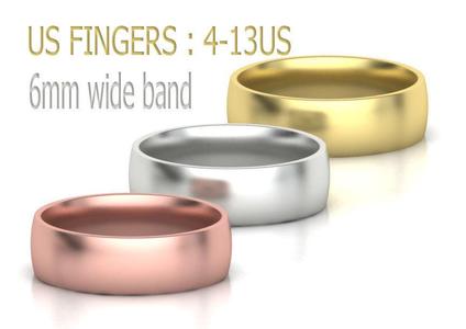 Traditional Court Wedding Band 6mm wide 4-13US sizes