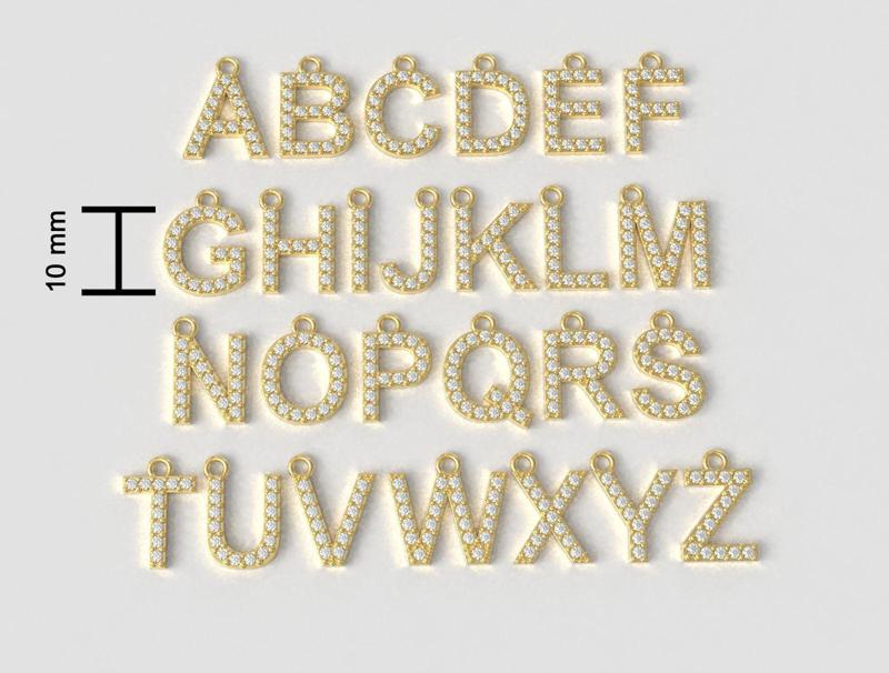 Diamond Alphabet Pendants – 10mm
