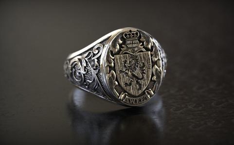 Mens Lion Knight Signet Ring