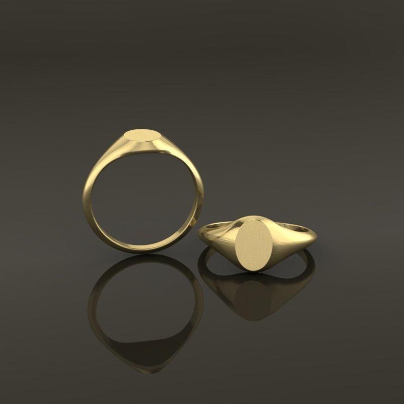 Dainty Thin Signet Ring Vertical Oval Mix Size