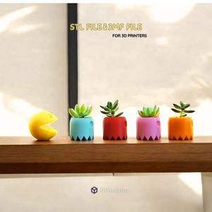Pacman Planter Set 3D Print Stl Files, 3D Planter Print Files