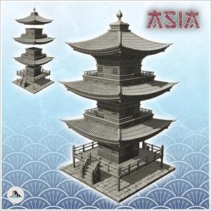 Big Asian pagoda with wooden platform (40) – Asia Terrain Clash of Katanas Tabletop RPG terrain China Korea