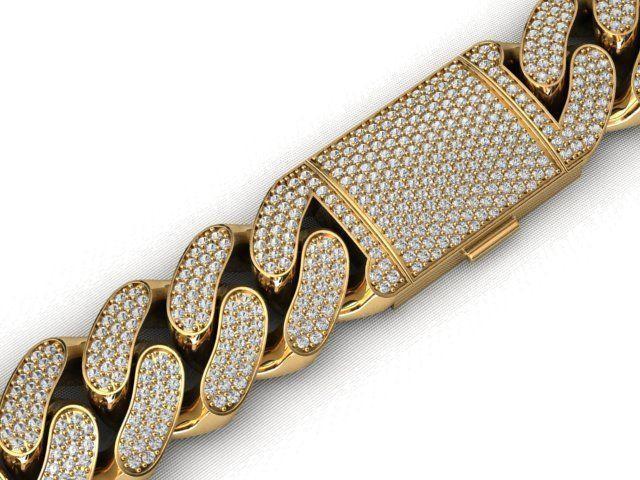 18 MM MIAMI CUBAN LINK CHAIN 3 ROWS DIAMOND BRACELET NECKLACE
