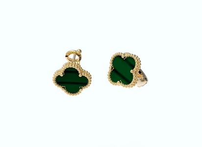 Flower Clip Back Earrings With Mother of pearl or Malachite