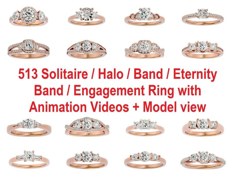 513 Solitaire ring diamond Women solitaire ring with 360 View  3D Model Collection
