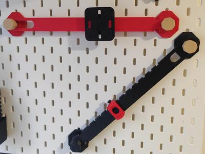 IKEA SKADIS pegboard, 24mm round hole pegboard slide rail accessories bracket, with pegboard adapter plate, can also be used with a robotic arm