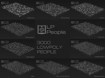 3000 LowPoly People crowds 3D Model Collection