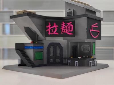 Futuristic Cyberpunk Ramen Shop