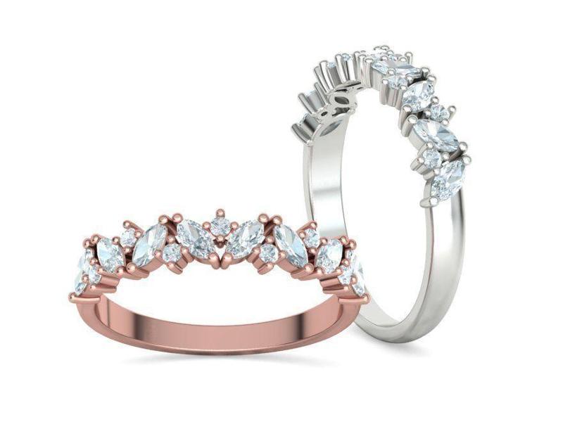 Marquise and Round Halfway Band Ring 3dmodel
